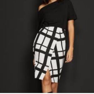 New York and Company Black and White Grid Pattern Dress